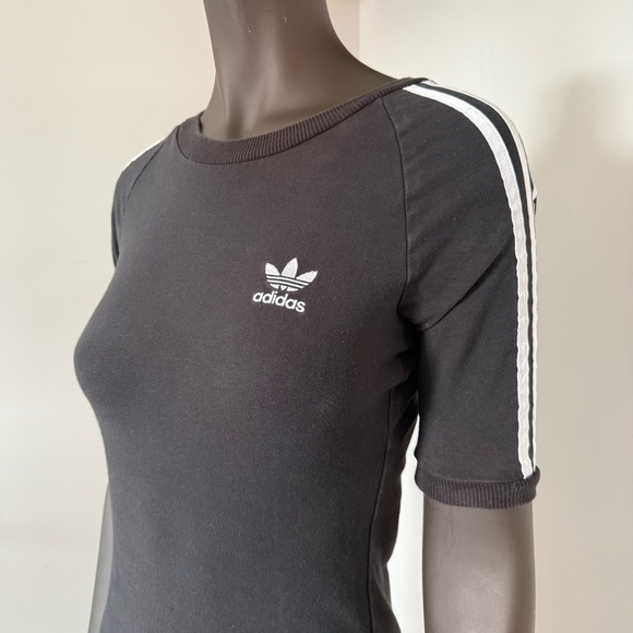 Adidas Originals 3-Stripes Bodycon T-Shirt Dress – Black – Size M (US 14) - Picture 2 of 8